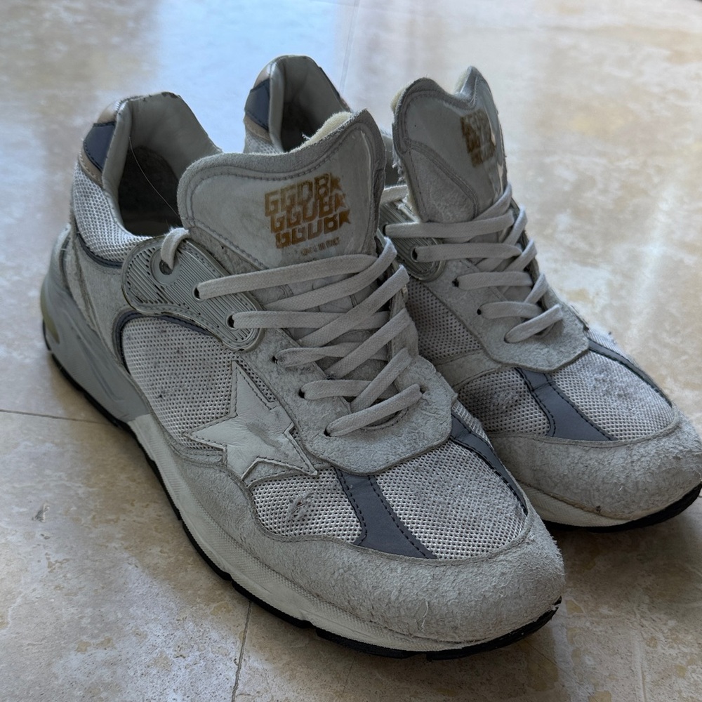 Golden Goose dad-star  White/Grey Leather & Mesh Sneakers